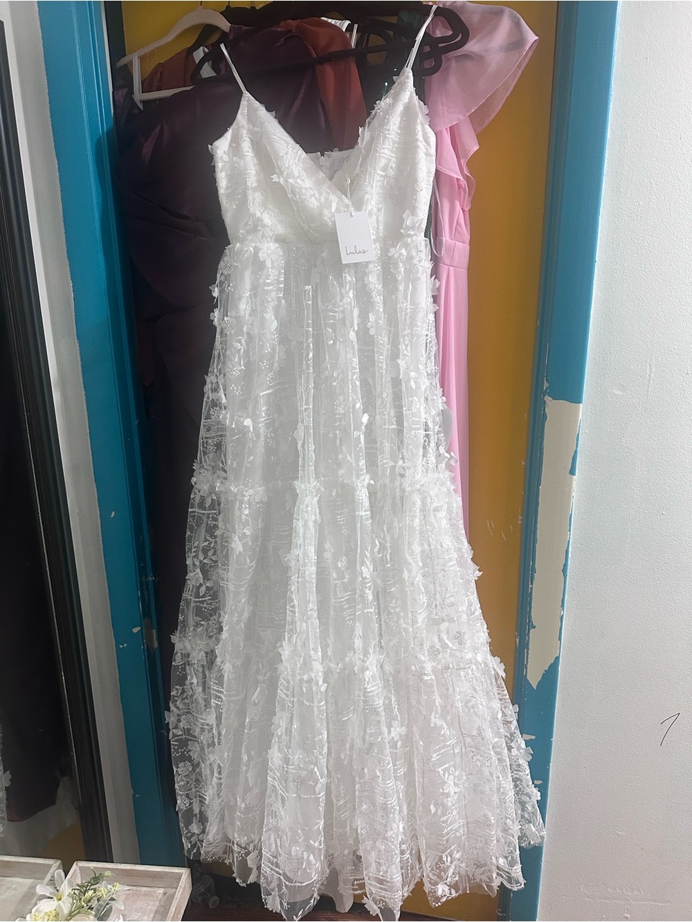 Lulu's White Floral Lace Tiered Spaghetti Strap